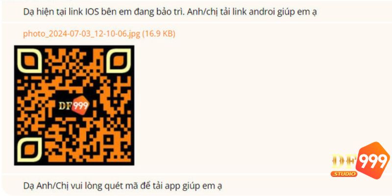 Quét mã QR để tải ứng dụng Df999 cho điện thoại iOS